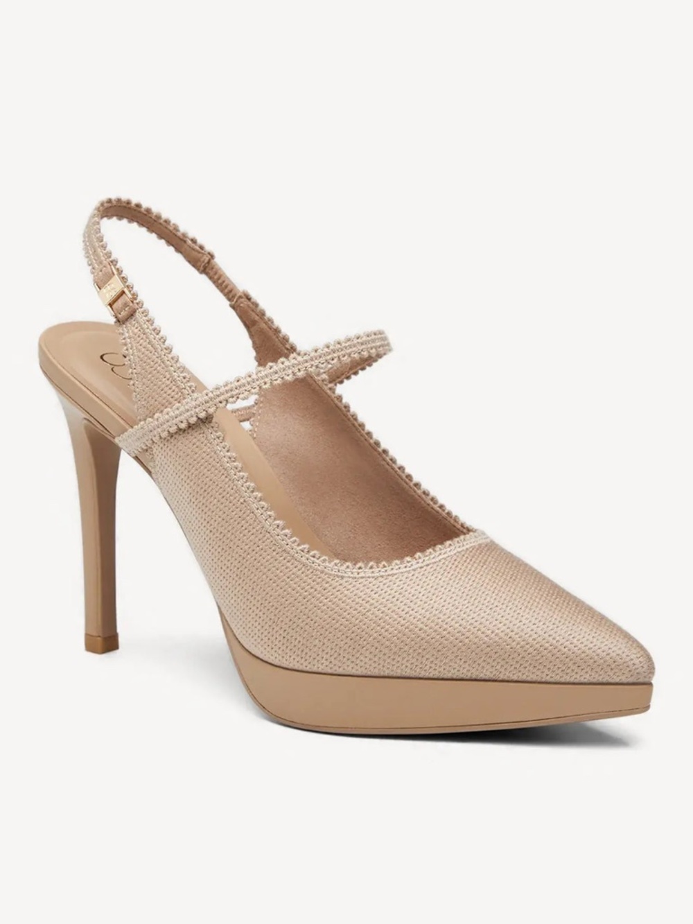 EmbroDance Pointed Toe Platform Heeled Slingback